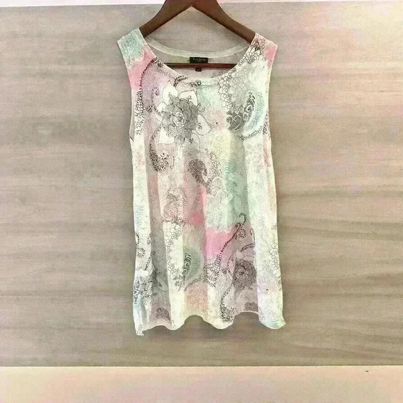 Talbots Womens Linen Blend Thin Sweater Tank Top Floral Sz S Petite Beachy - Picture 1 of 10